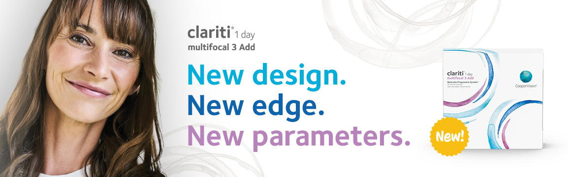 clariti 1 day multifocal 3 Add. New design. New edge. New parameters.